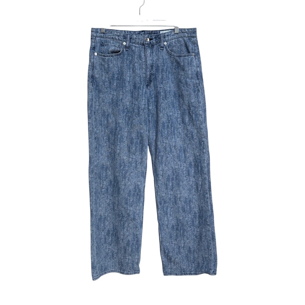 Rag & Bone Logan Mid-Rise Wide Leg Jeans Blue Textured Denim Size 29 - Picture 2 of 10